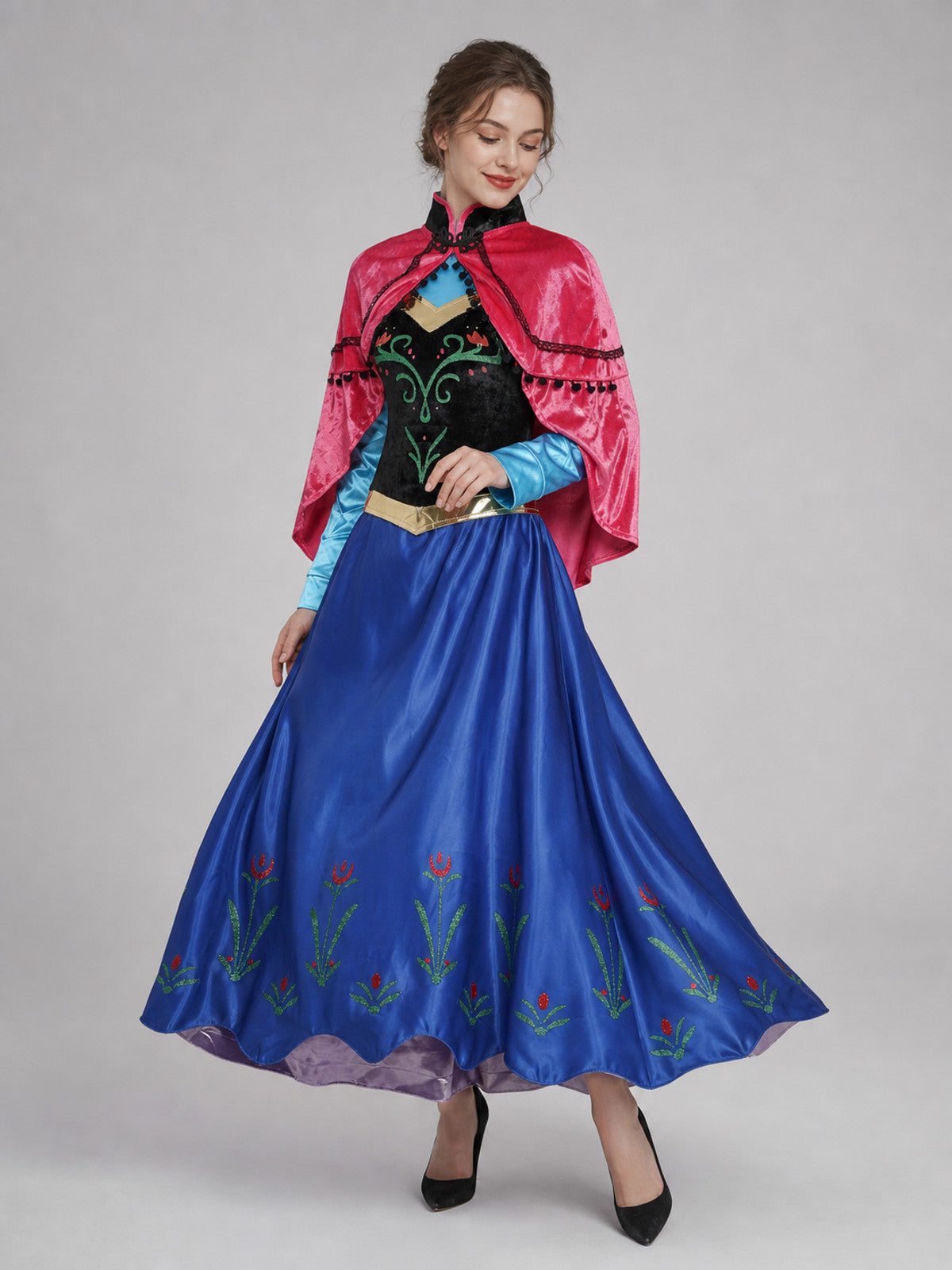 Anna Costume Dress with Cape for Cosplay Costume Dresses detail