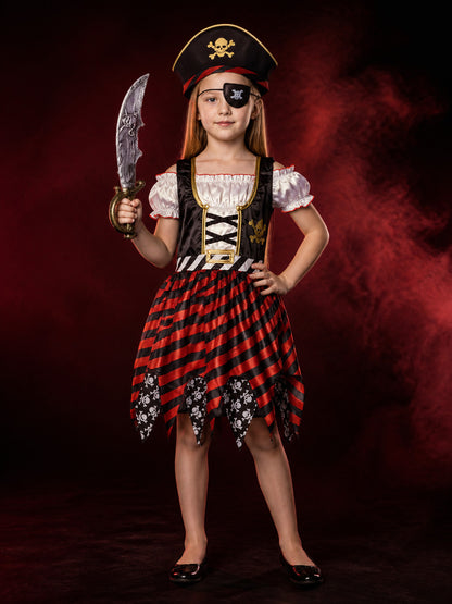 Kids Pirate Costume Dress Set with Hat, Eyepatch & Toy Sword for Halloween Role main product view