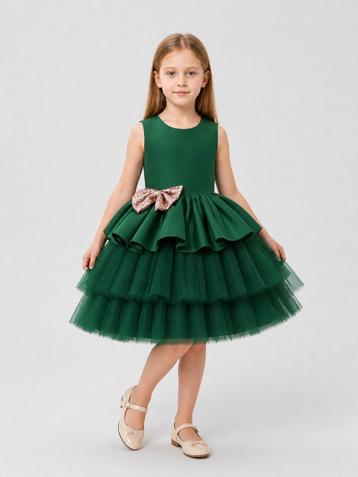 Sleeveless Princess Dress with Full Skirt and Bow Costume Dresses detail