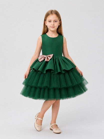 Sleeveless Princess Dress with Full Skirt and Bow Costume Dresses detail
