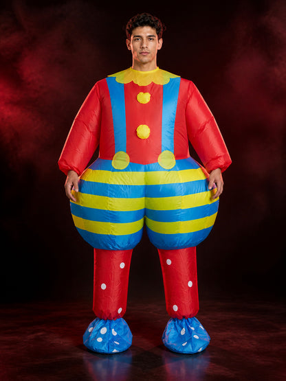 Red Blue Yellow Striped Clown Inflatable Bodysuit Costume main product view