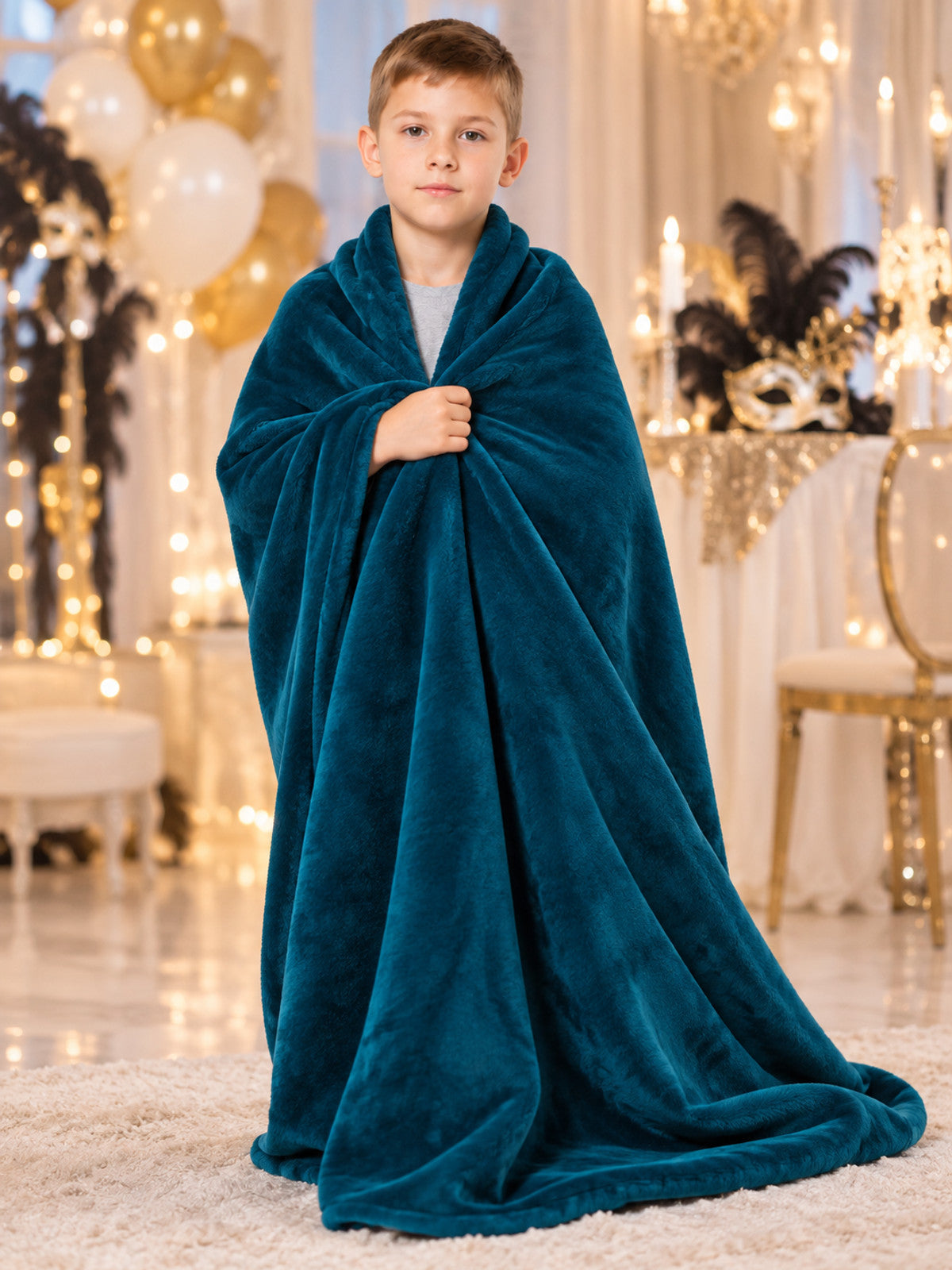 Fleece Blanket Dark Blue Reversible Soft