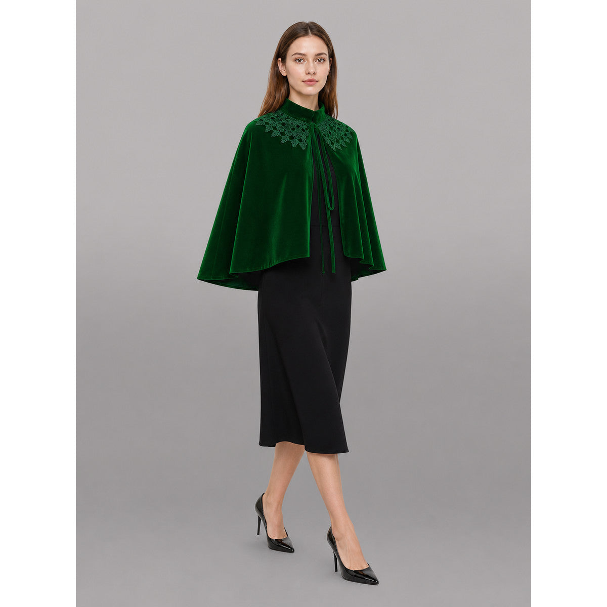 Green Costume Cloak with Collar lifestyle