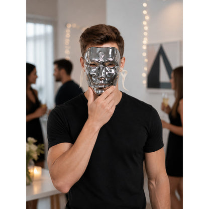 Black Glossy 3D Halloween Mask for Cosplay lifestyle view