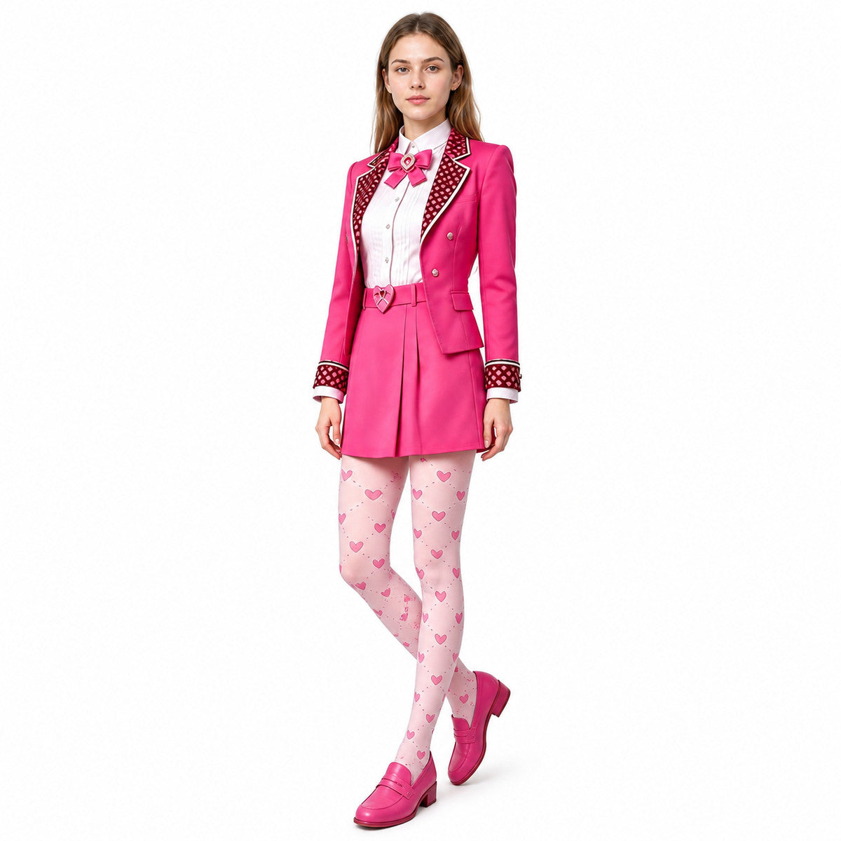 Cosplay Costume with Jacket, Shirt, and Bottom on-model front view