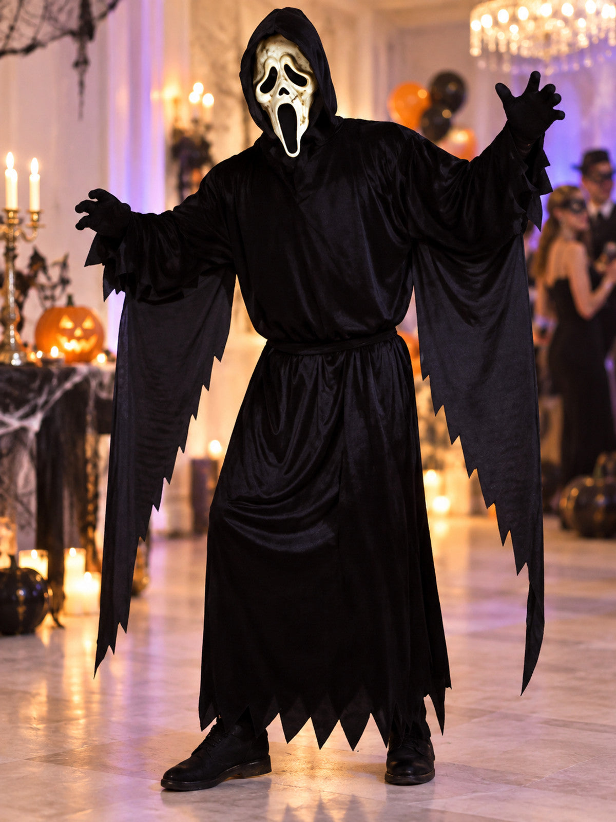 Halloween Carnival Costume: Black Hooded Robe