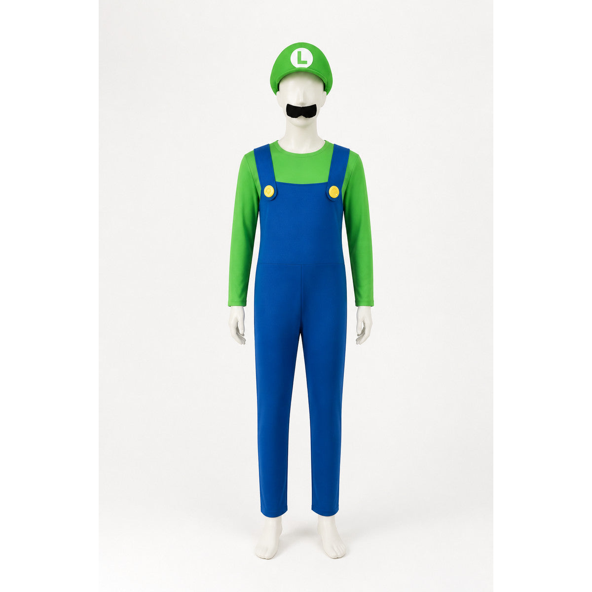 Luigi Costume Jumpsuit with Hat and Mustache for Halloween Costume Headwear detail