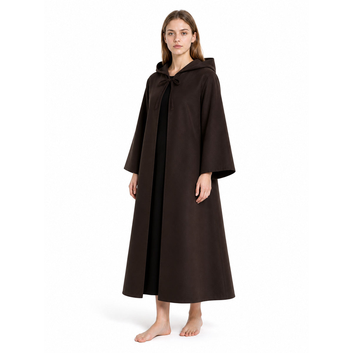 Long Black Robe with a Hood and Wide Sleeves product detail