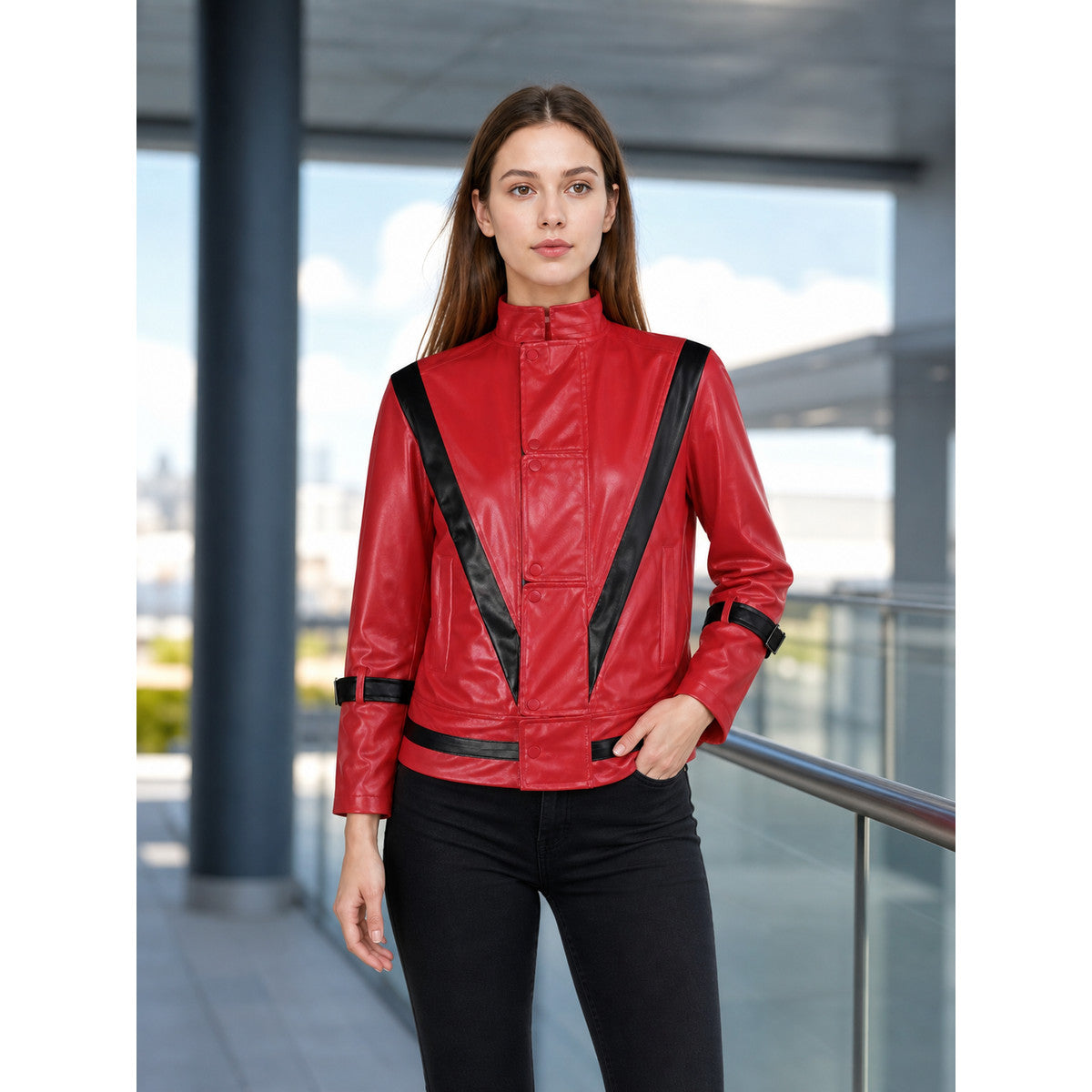 Red Michael Jackson-Style Cosplay Jacket