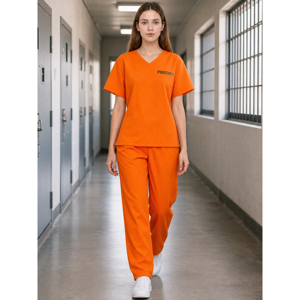 Prison-Style Costume Set: Shirt and Pants lifestyle