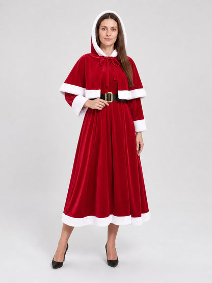 New Year's Dress with Hood and Belt, Red and White