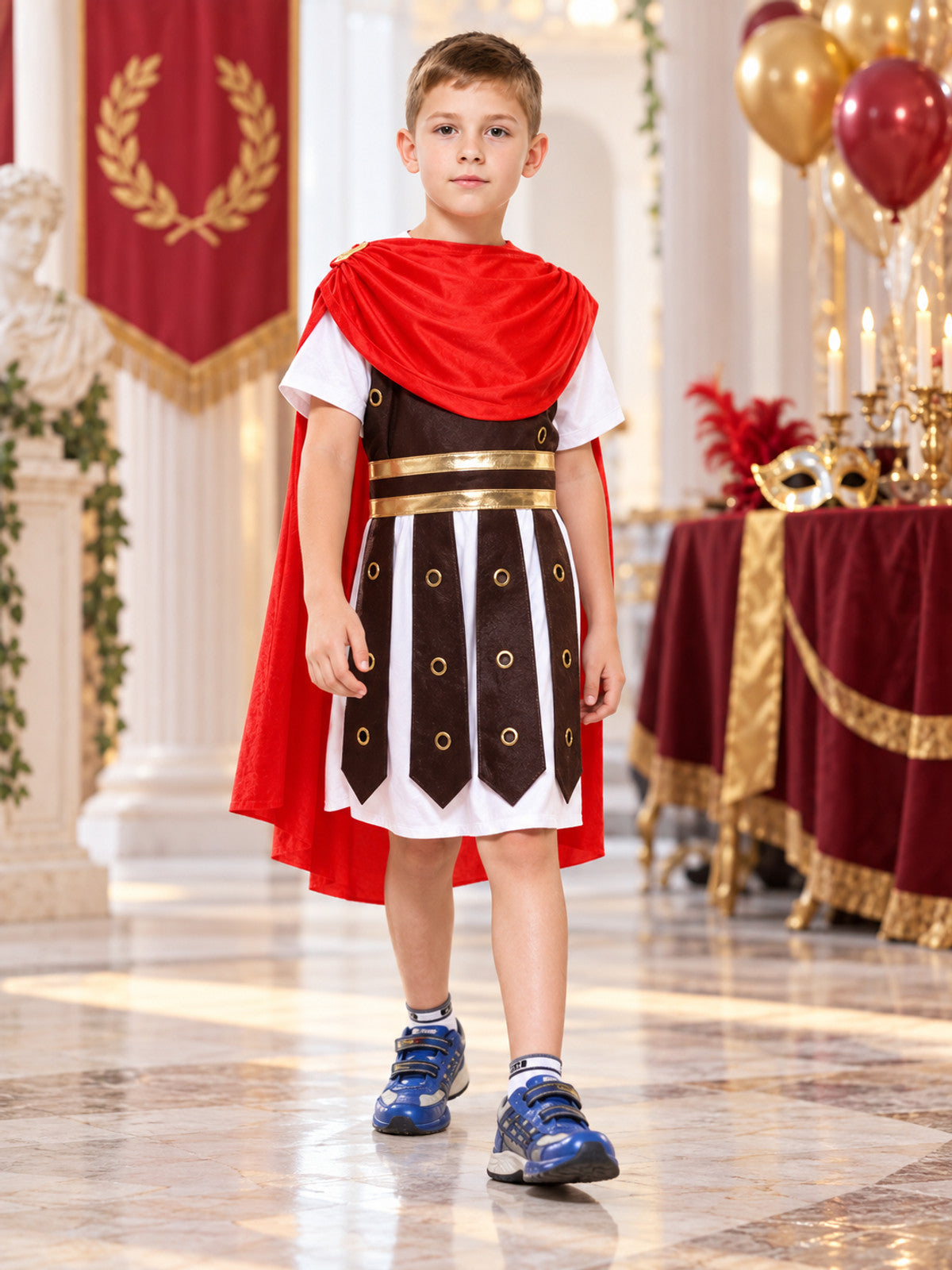 Roman Warrior Costume with Red Cape
