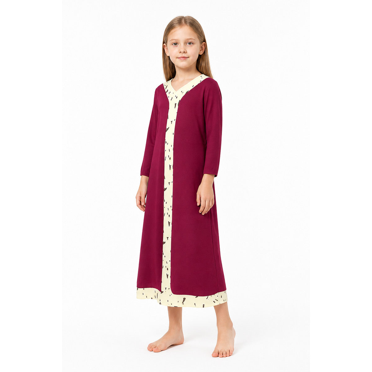 Pomni Cosplay Dress, Long Sleeves, Burgundy and Cream Costume Dresses detail