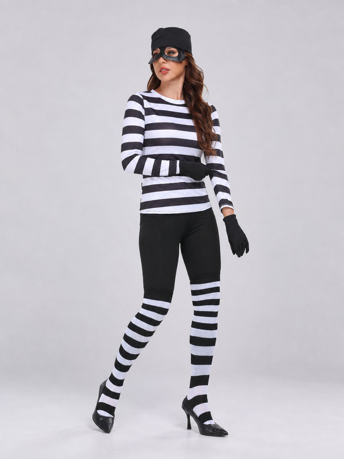 Thief Cosplay Costume, Striped Top and Pants