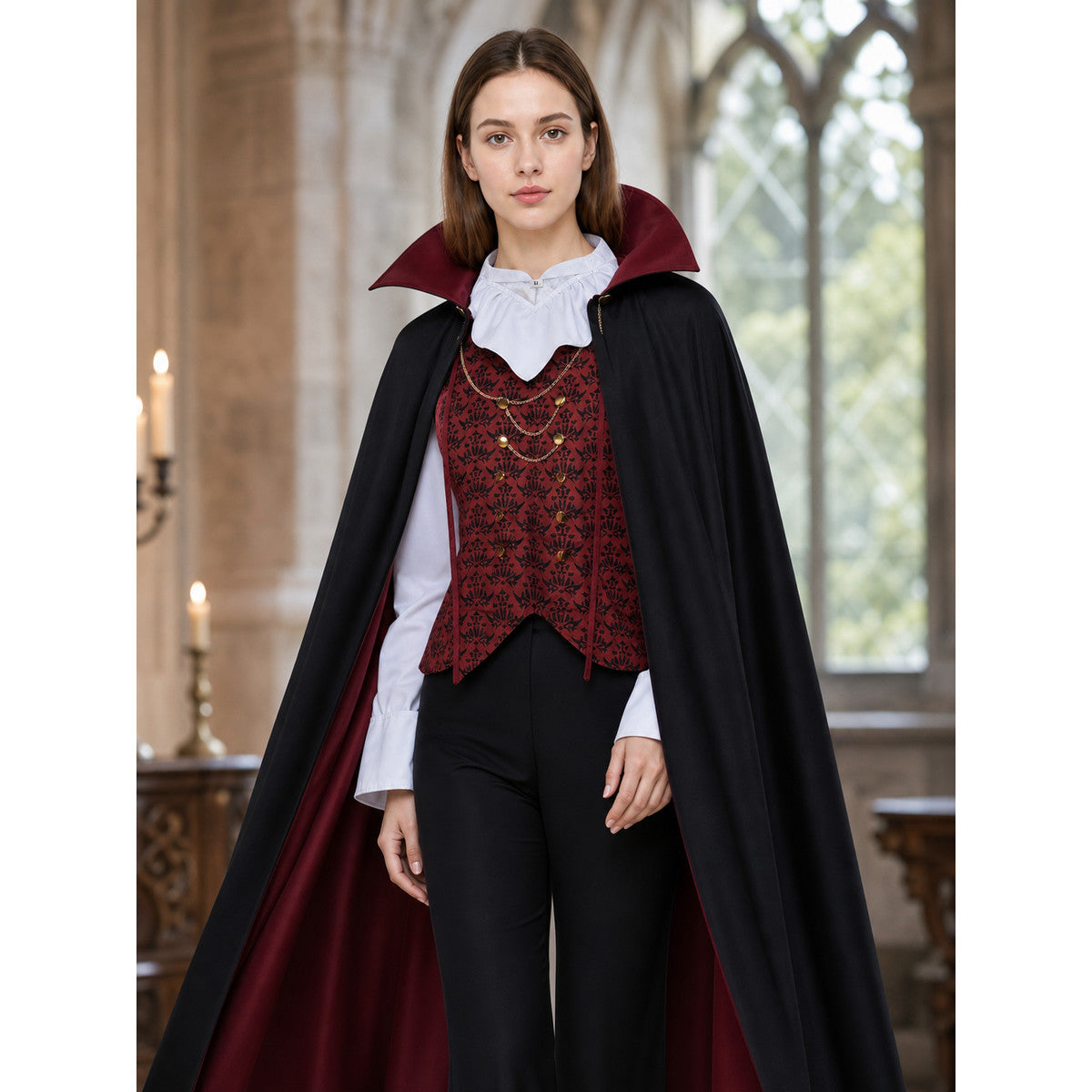 Vampire Cosplay Costume with Cape and Chains