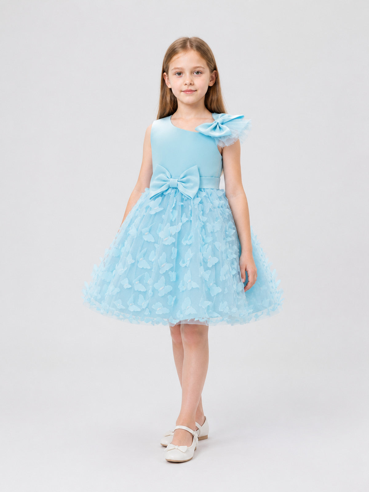 Children’s One-Shoulder Tutu Dress with 3D Butterflies product detail