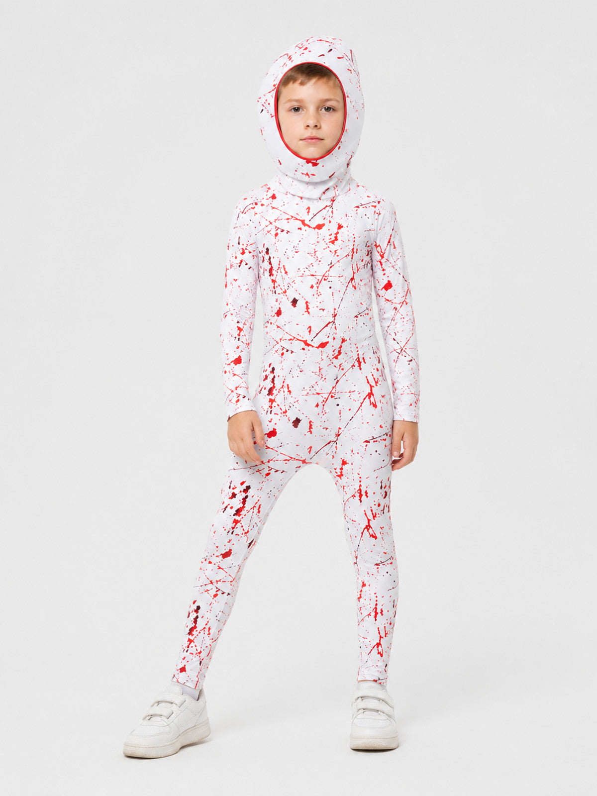 Demon Cosplay Costume with Hood, White and Red Costumes detail