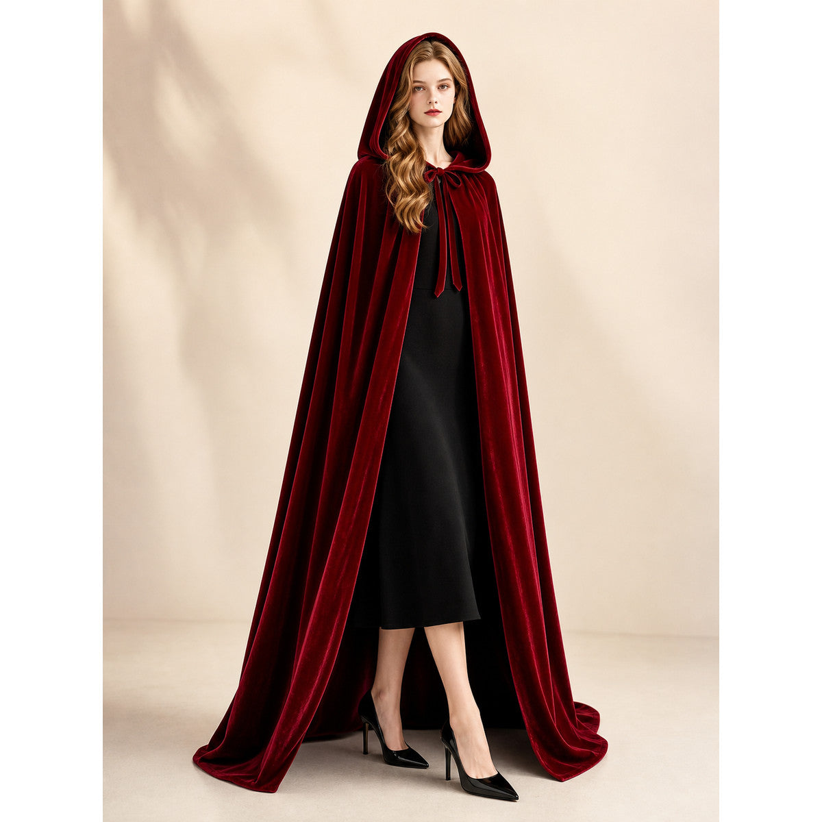 Burgundy Carnival Cape with Hood, 110 cm occasion guide