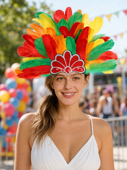 Carnival Headpiece with Multicolored Feathers