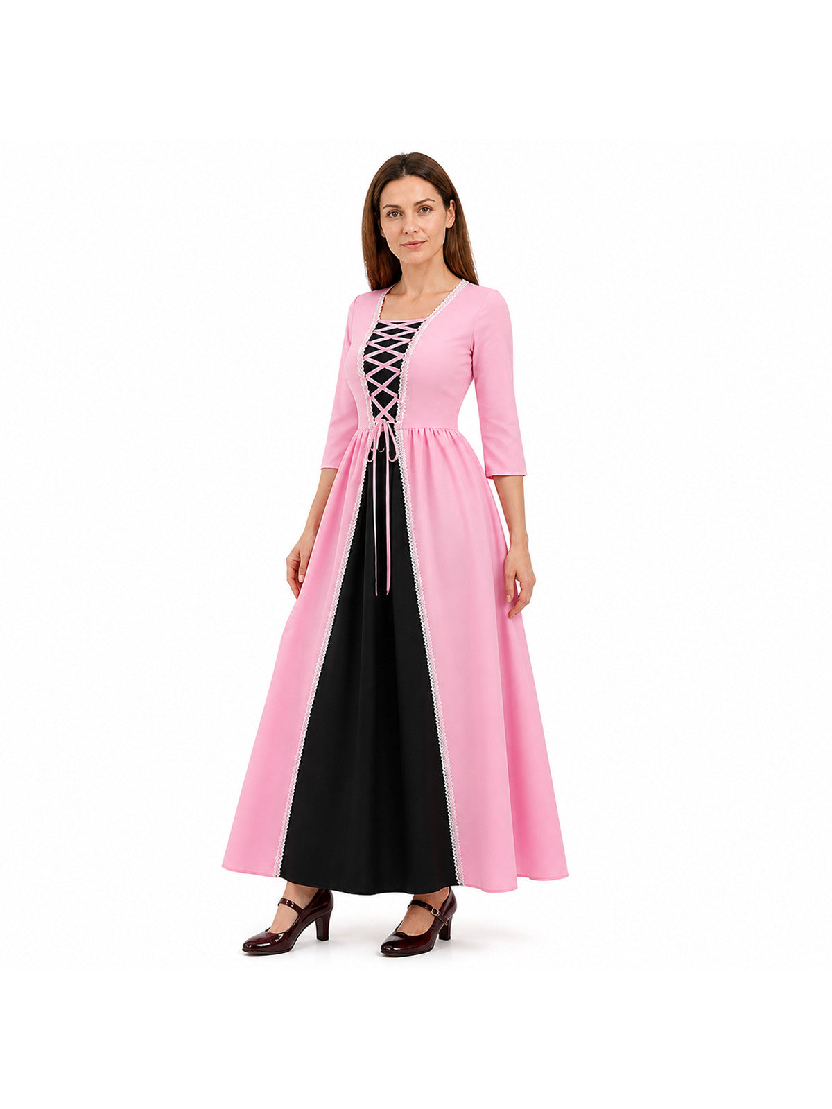 Medieval Princess Dress with White Trim and Lacing Costume Dresses detail