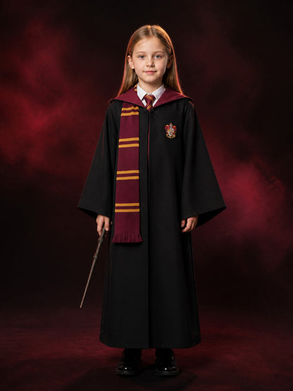Kids Wizard Robe Costume Set, Hooded Long Cloak with Tie and Scarf main product view