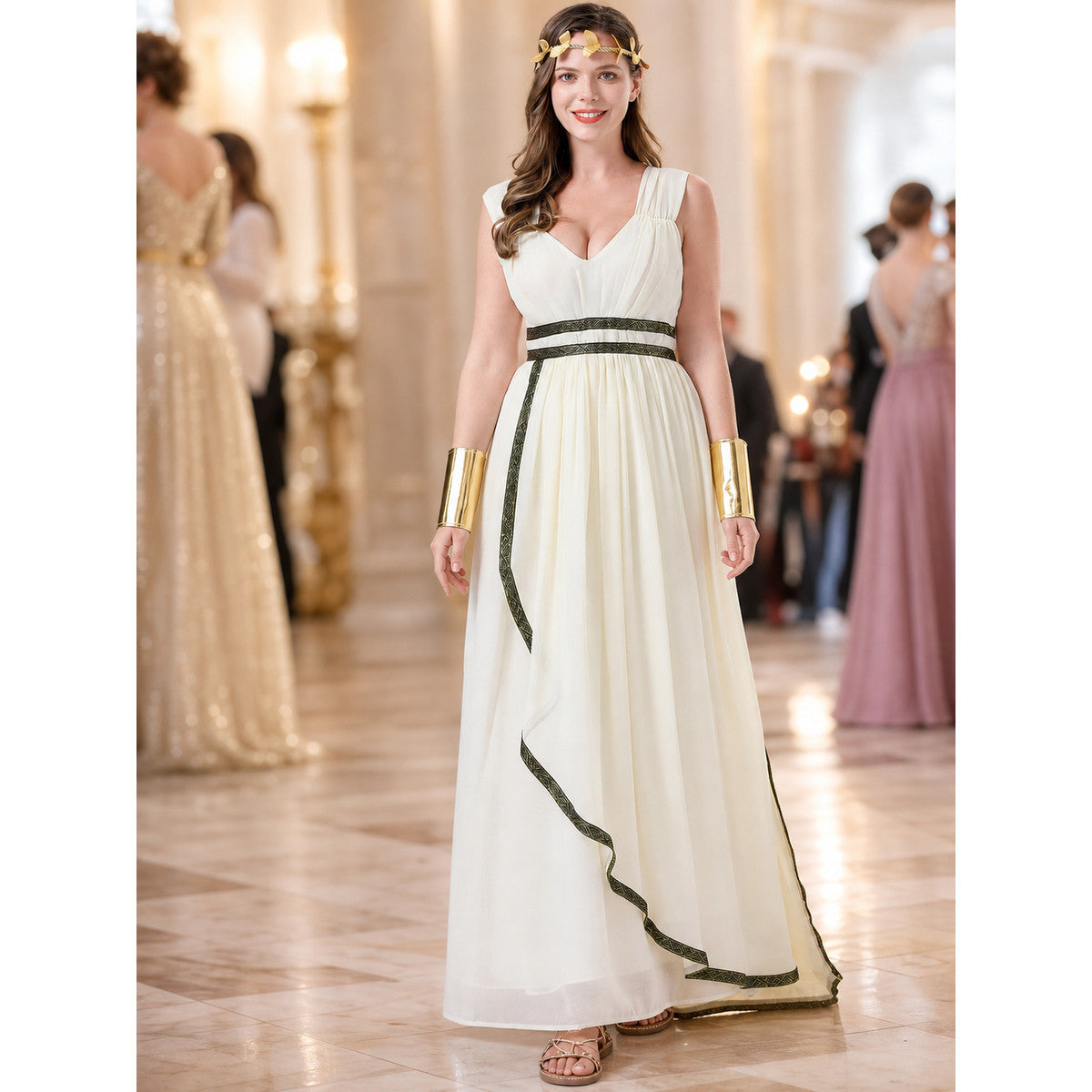Egyptian-Style Cosplay Dress with Decorative Details