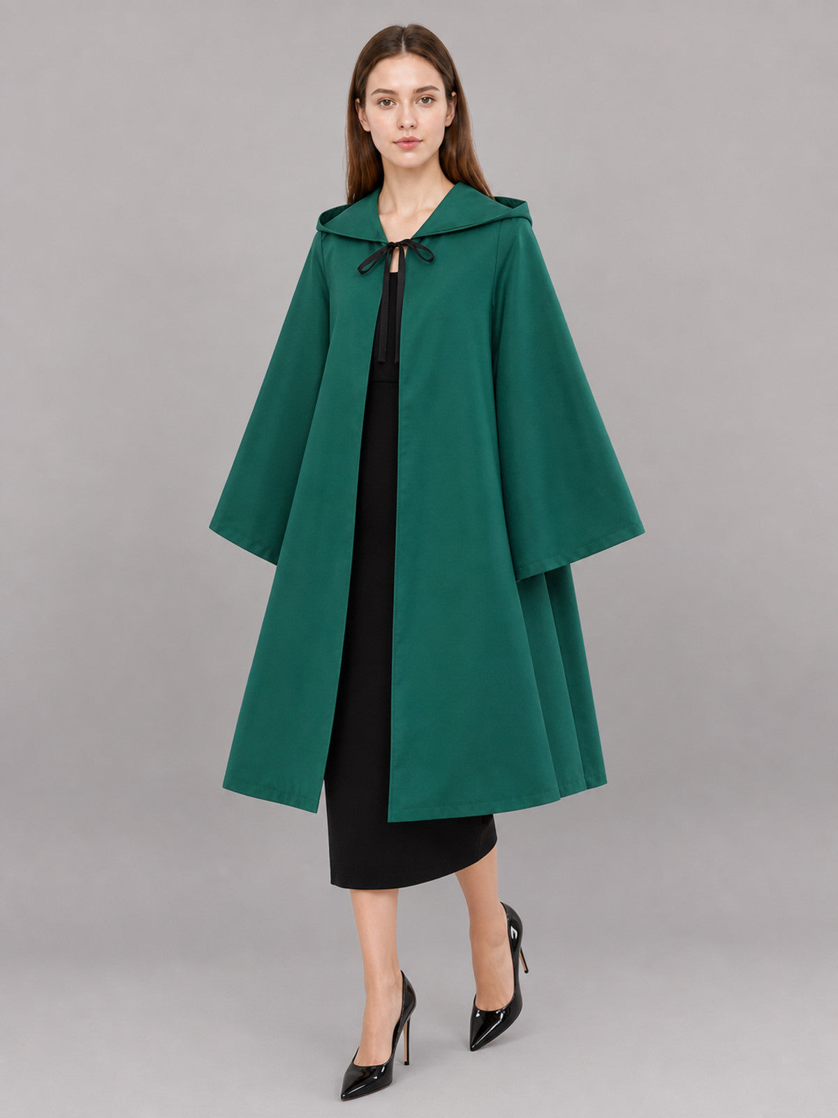Long Green Carnival Cloak with Hood