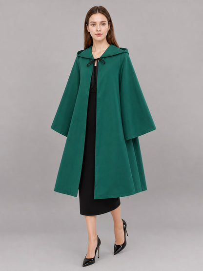 Long Green Carnival Cloak with Hood