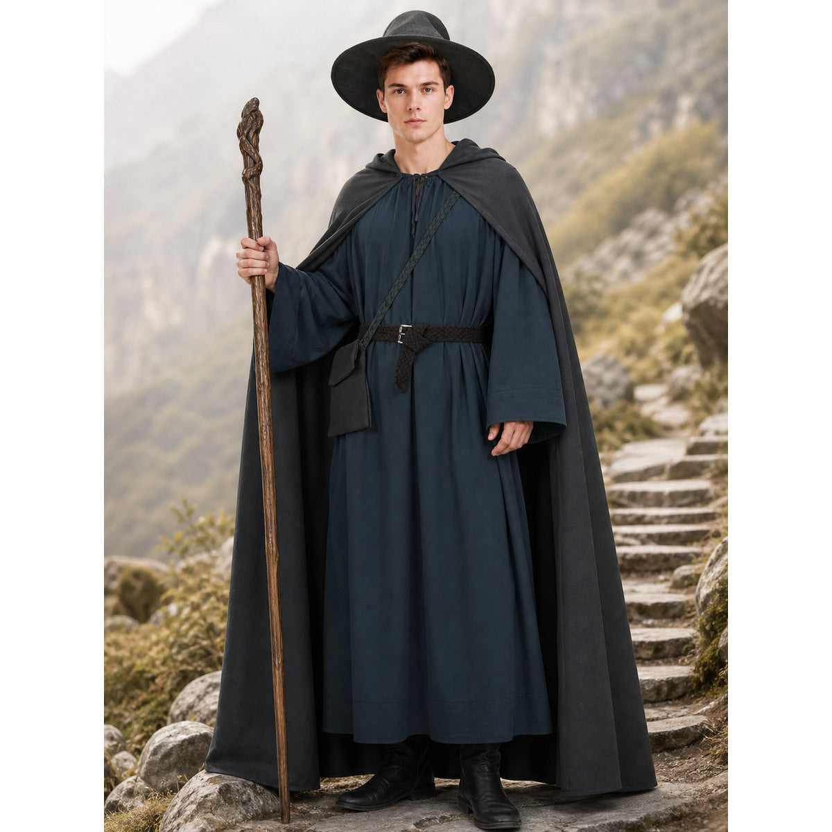 Gandalf Costume with Cloak, Hat, and Belt lifestyle