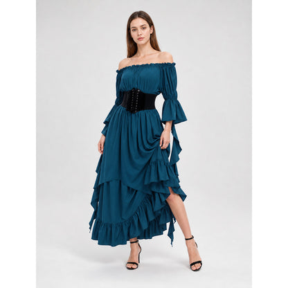 Off-the-Shoulder Dress with Ruffles and Corset Panel Costume Dresses detail