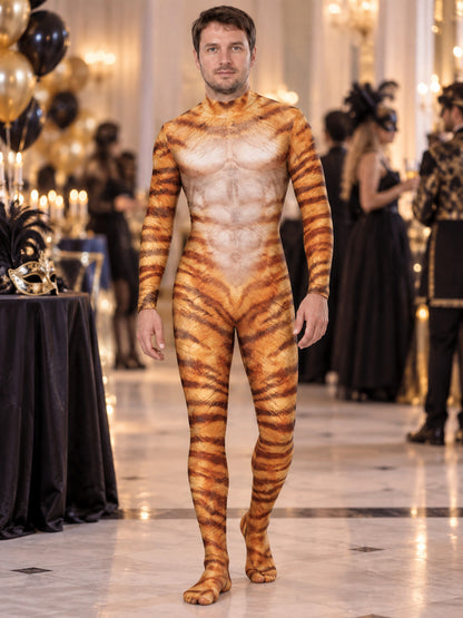 Tiger Print Cosplay Bodysuit, Form-Fitting
