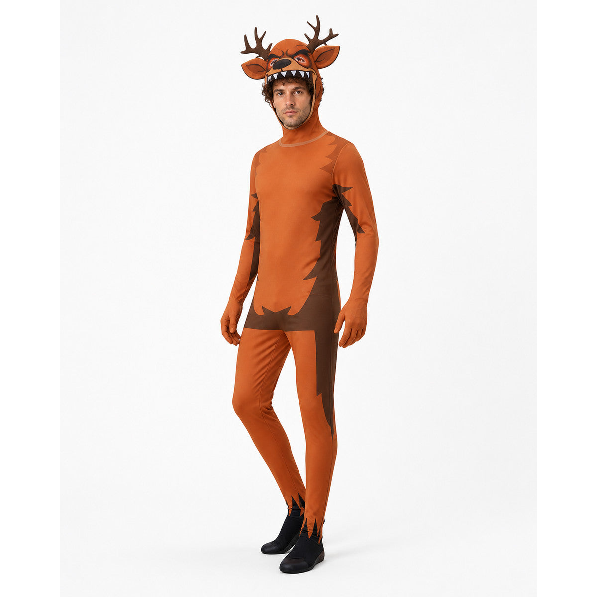 Children's Monster Deer Costume with Antlers and Fangs lifestyle
