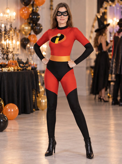 Superhero Carnival Costume with Mask, Red and Black
