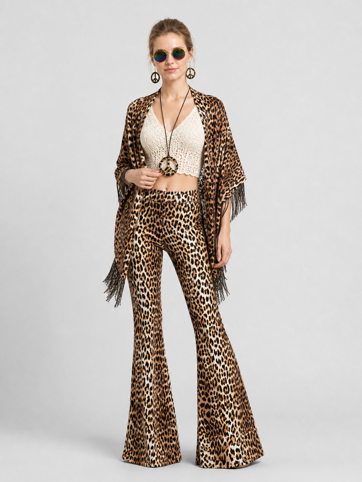 Leopard-Print Stage Costume with Flared Pants and Accessories Costume Accessories detail