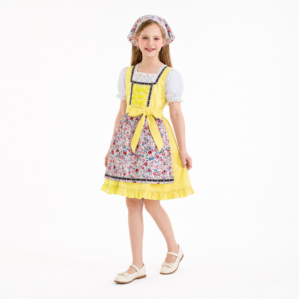 Dirndl Dress with Apron and Headscarf for Oktoberfest
