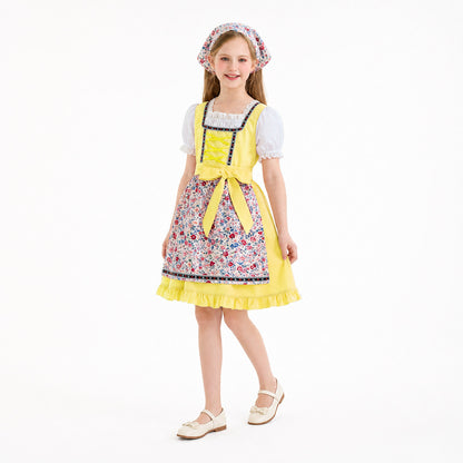 Dirndl Dress with Apron and Headscarf for Oktoberfest