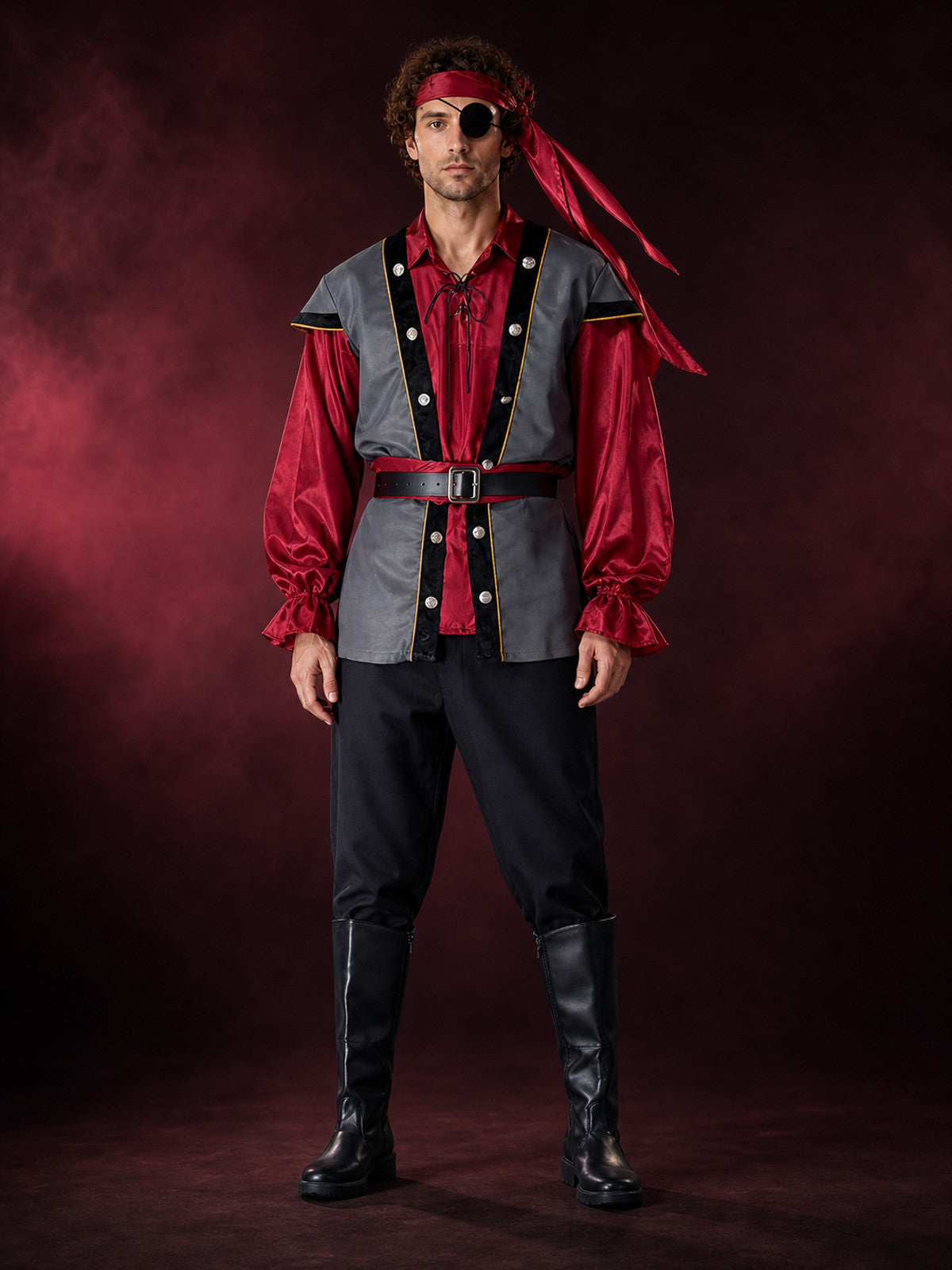 Pirate Costume with Eyepatch for Cosplay, Halloween
