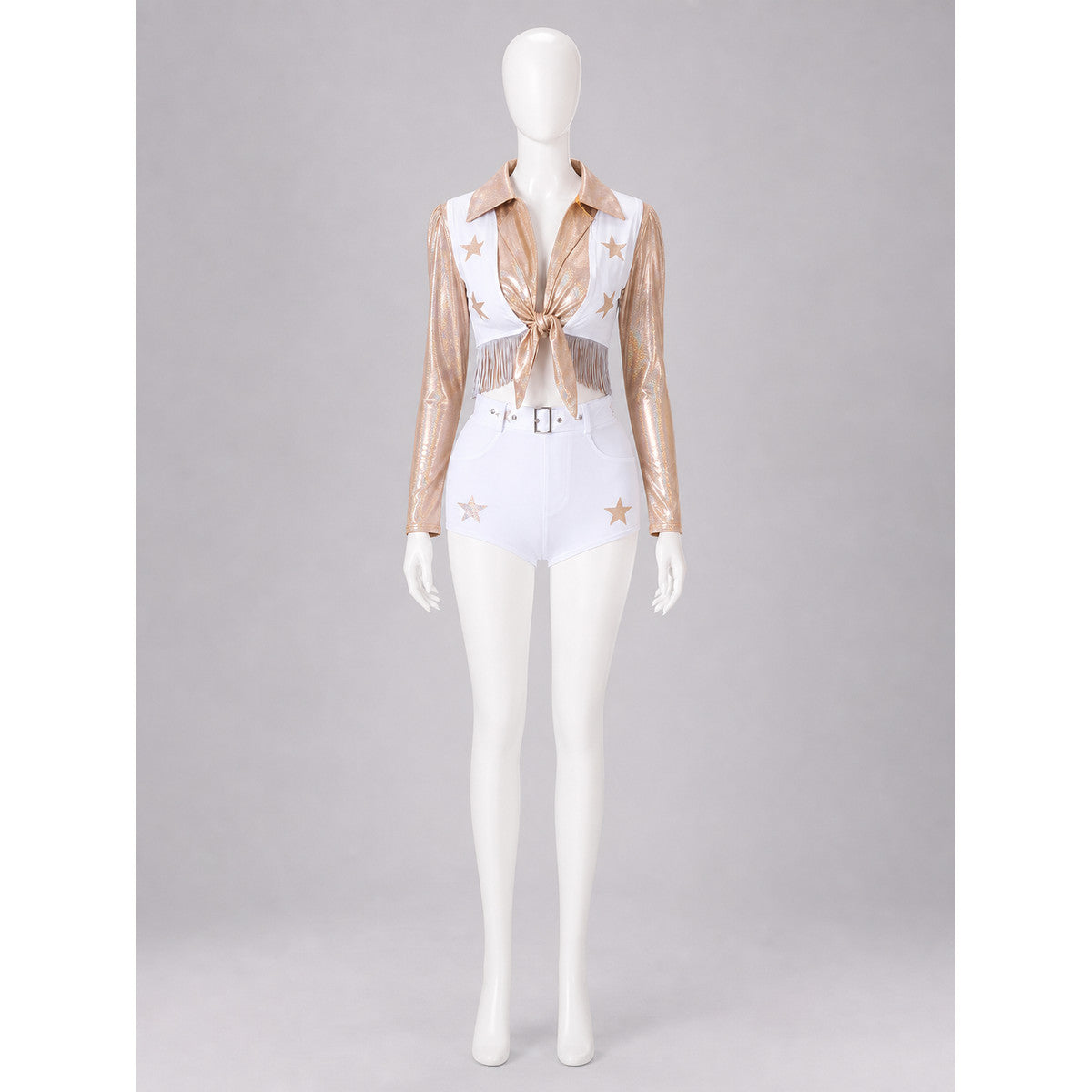 Two-Piece White and Gold Stage Costume Costumes detail