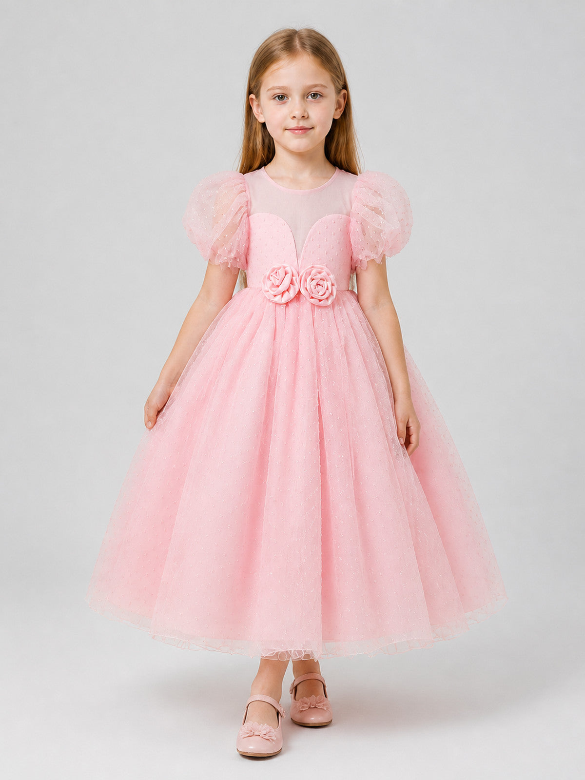 Pink Princess Dress with a Full Skirt and Sleeves Costume Dresses detail
