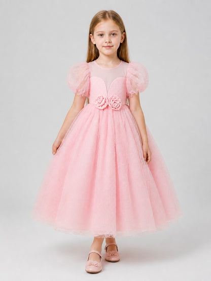 Pink Princess Dress with a Full Skirt and Sleeves Costume Dresses detail
