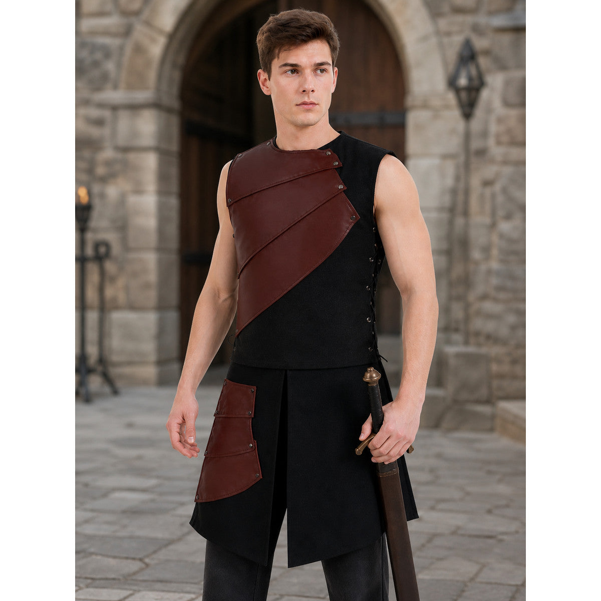 Sleeveless Dress with Asymmetrical Overlays lifestyle view