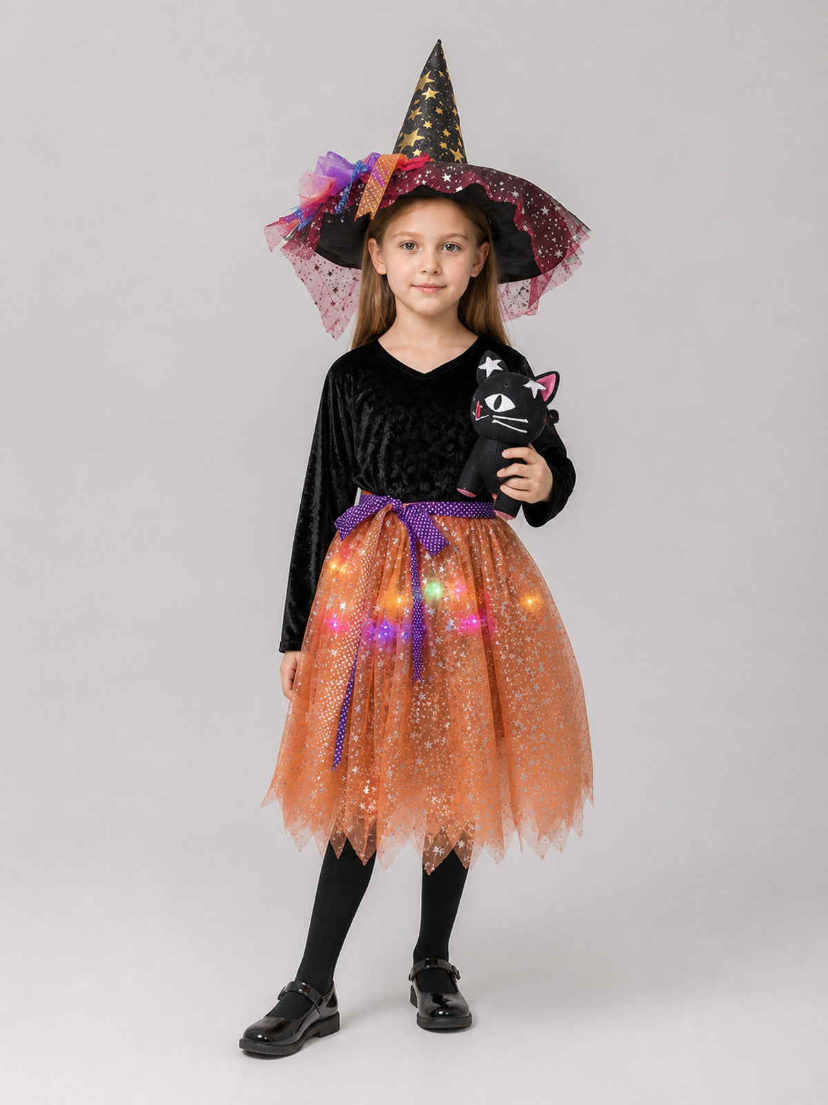 Halloween Witch Costume: Dress, Hat, and Cat Costume Dresses detail