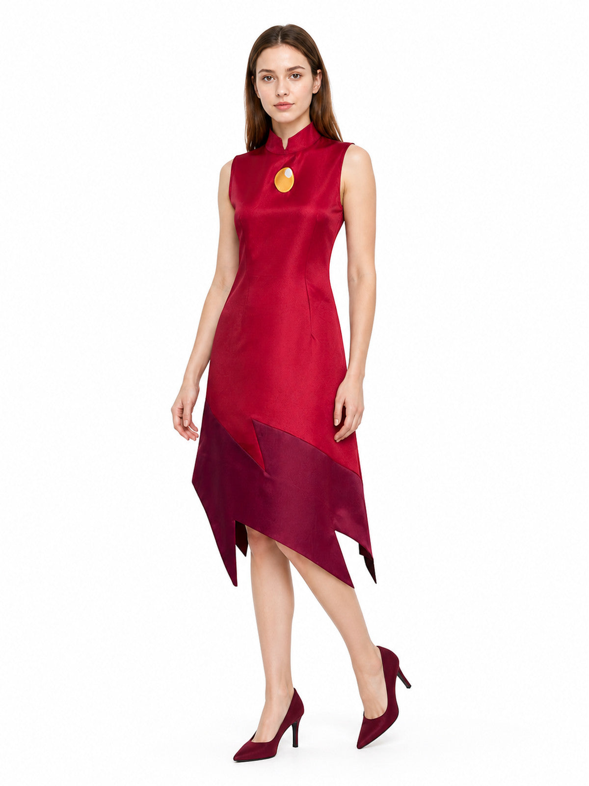 Edalyn Cosplay Dress, Red with an Asymmetrical Hem
