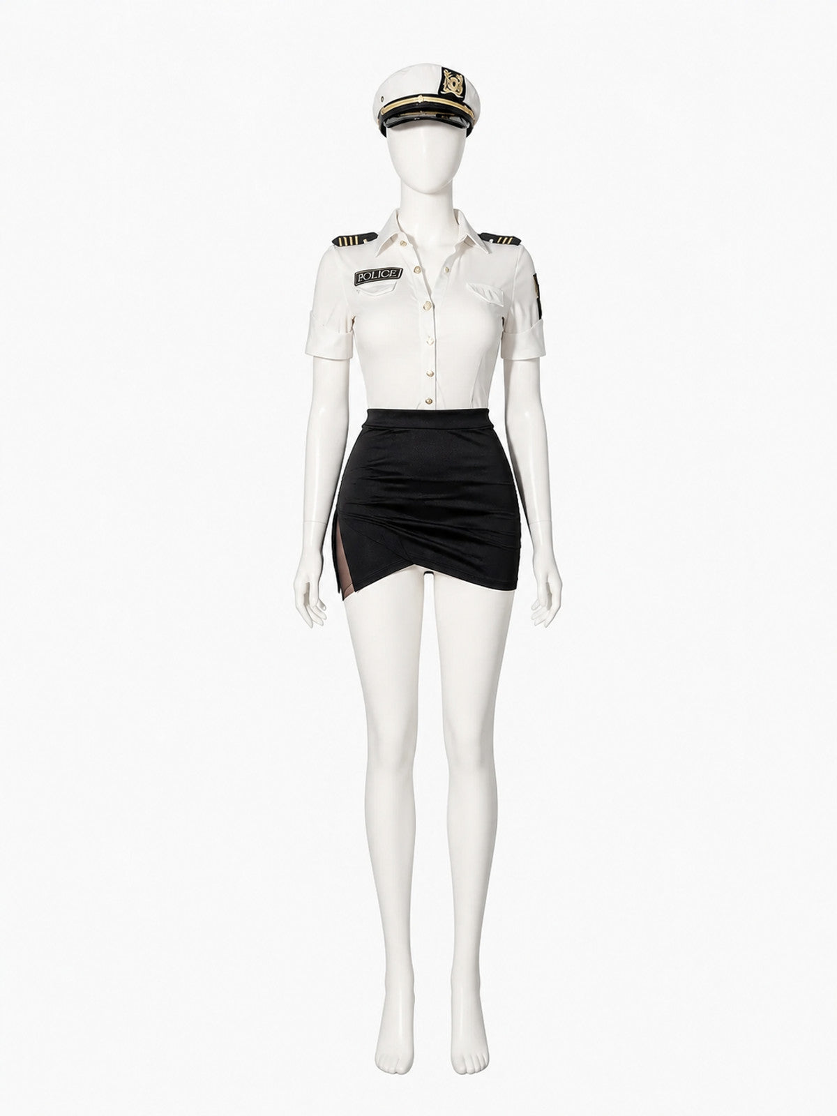 Police Costume with Shirt, Skirt, and Cap Costume Headwear detail