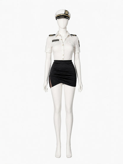 Police Costume with Shirt, Skirt, and Cap Costume Headwear detail