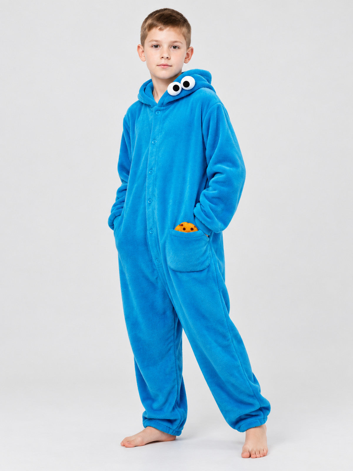 Blue Hooded Jumpsuit Pajama with Puffy Eyes