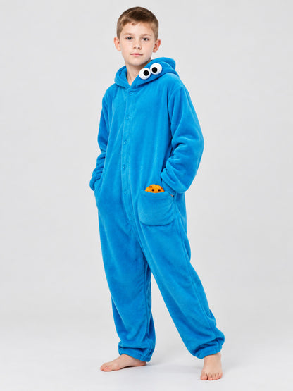 Blue Hooded Jumpsuit Pajama with Puffy Eyes