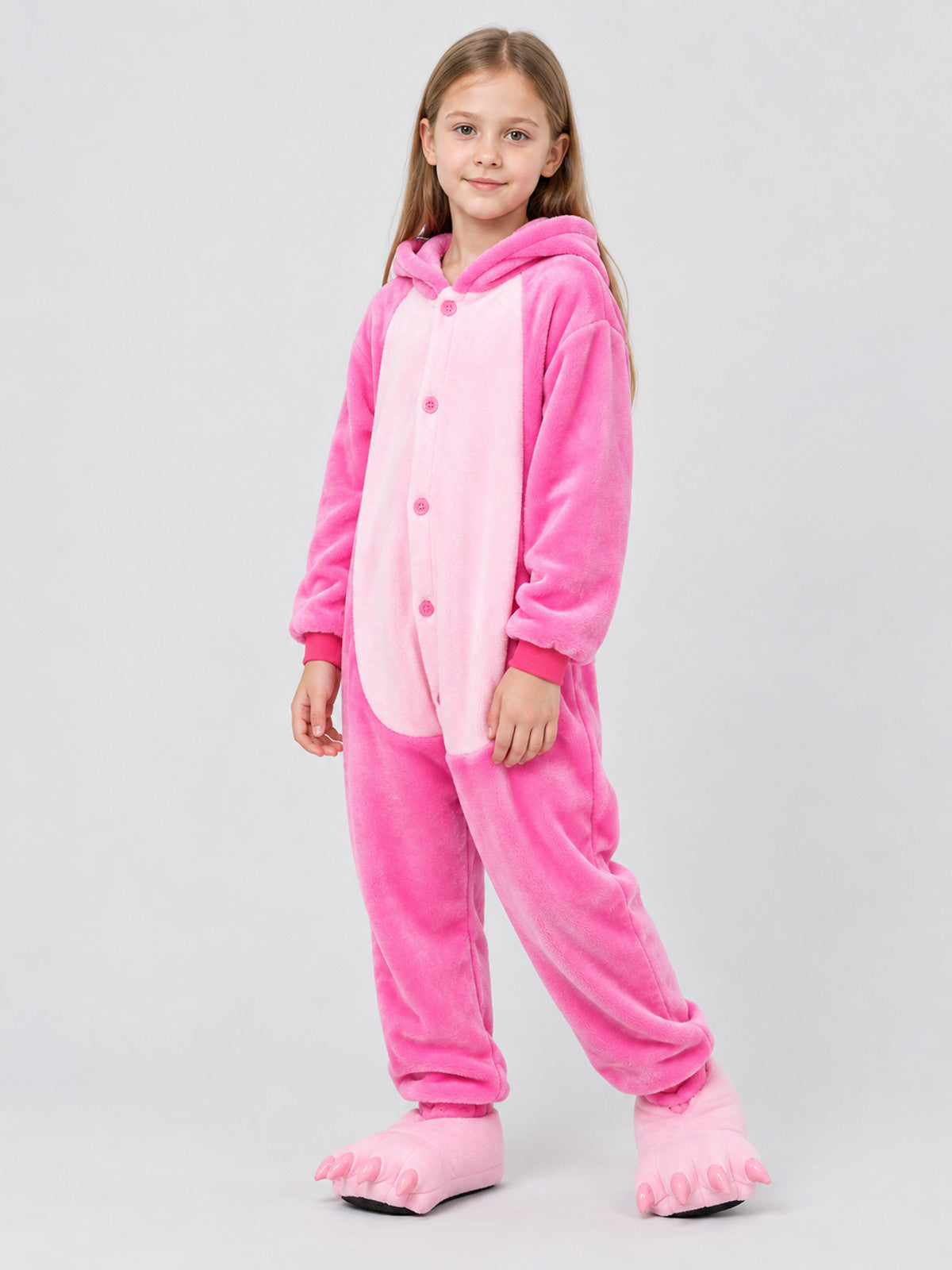 Kids' Hooded Pink Pajama Jumpsuit