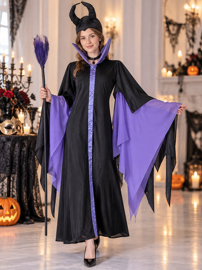 Vampire Halloween Costume with Horns and Broom