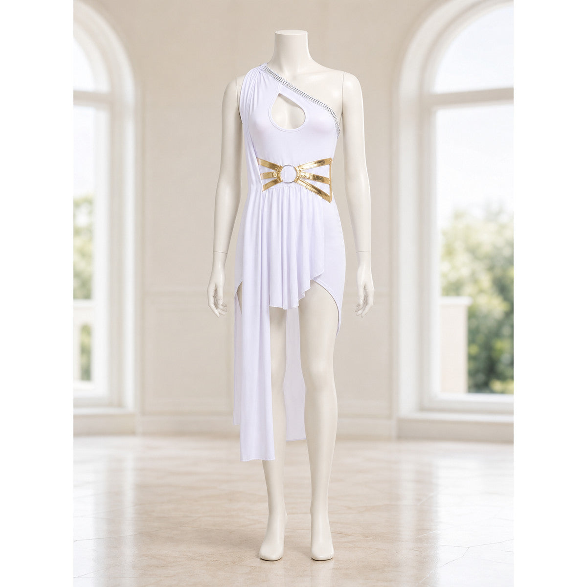 Stage Costume with Asymmetrical Skirt and Decorative Details